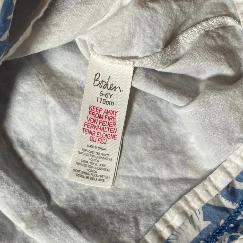 Boden Girls Nautical Striped Mixed Media Dress Blue Red White Sz 5-6YAmericana